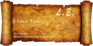 Lincz Ete névjegykártya